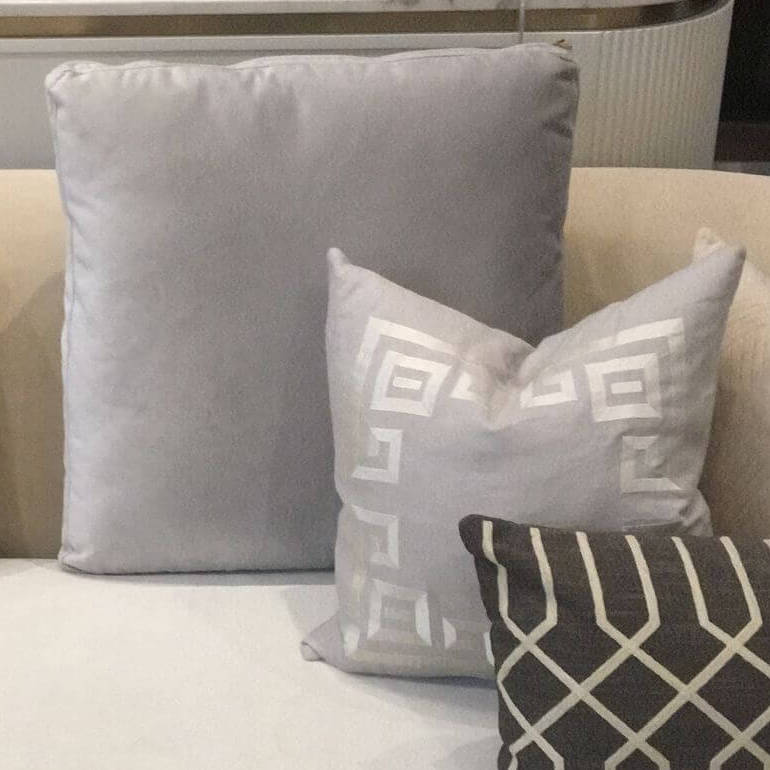 Large Plush Back cushion of Rever-de-rever sofa set in Grey.