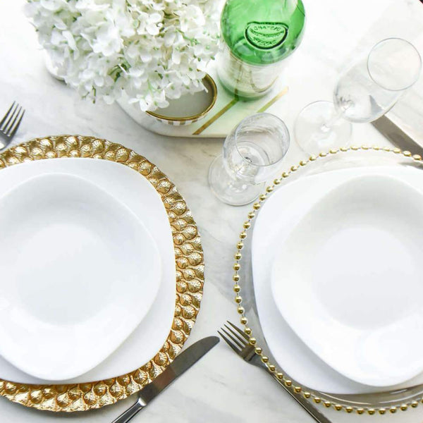 Gold Themed Dining Table Charger Decor Idea.