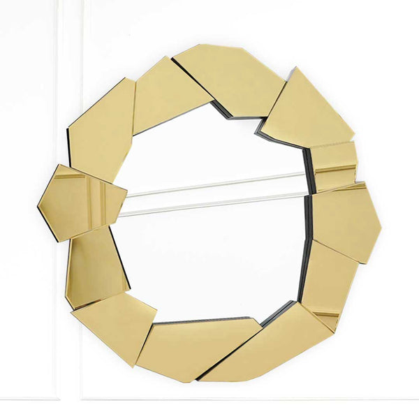 Cartier Modern Wall Mirror, a Luxury Timeless Wall Mirror as Centrepiece in Living Room with gold mirror framing the outer mirror.