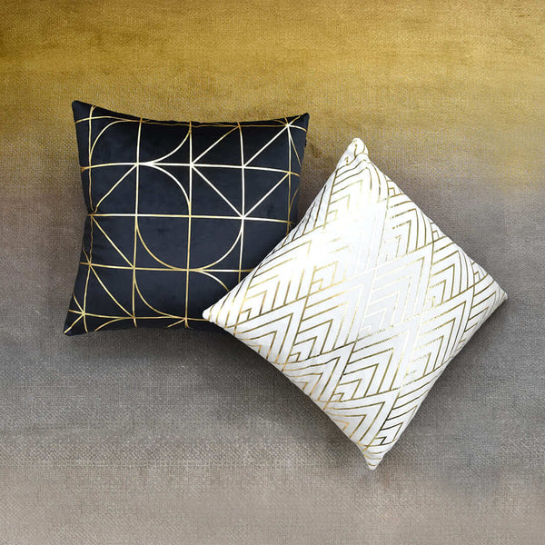 Add some geometric flair with the Chrysler and Rockefeller cushion.