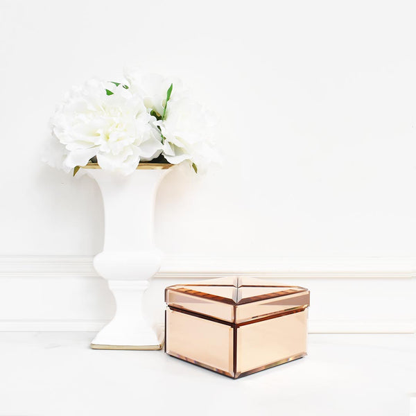 Lucie square mirrored Jewellery box, geometric petite design, perfect for the vanity table. 
