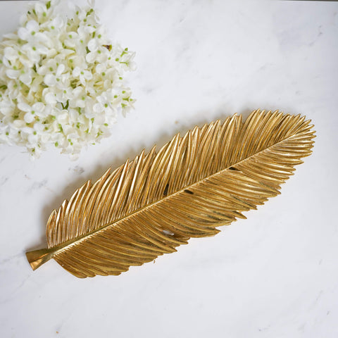 Beautiful Cotyledon Bird of Paradise sculpture plate crafted in gold finish.