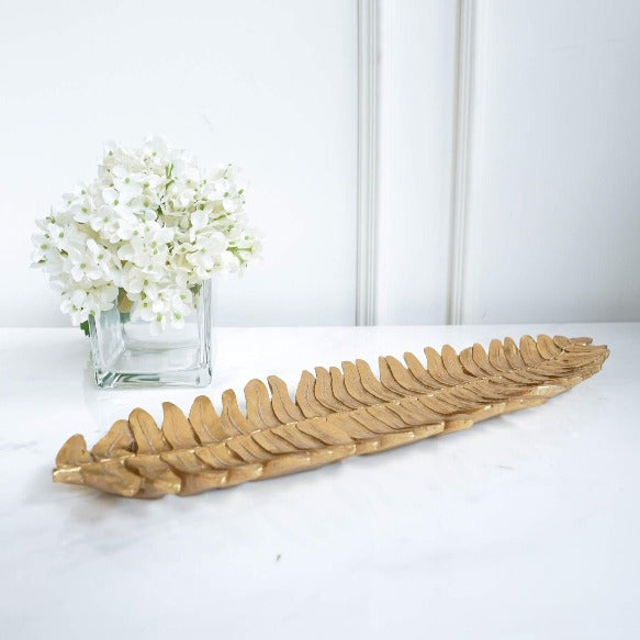 Fern Gold Leaf Tray on Coffee Table Decor .