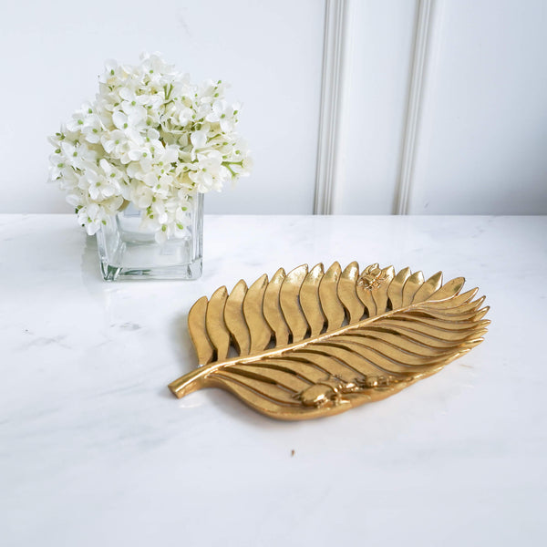 Split Leaf Gold Tray with Bugs  on Sculpture Trays.