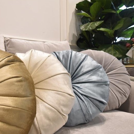 Round Opal cushions, available in 4 different colours.