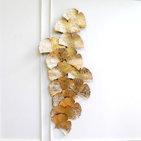 Eden Wall Art Sculpture, Rustic Gold Textured Leaves, Large.