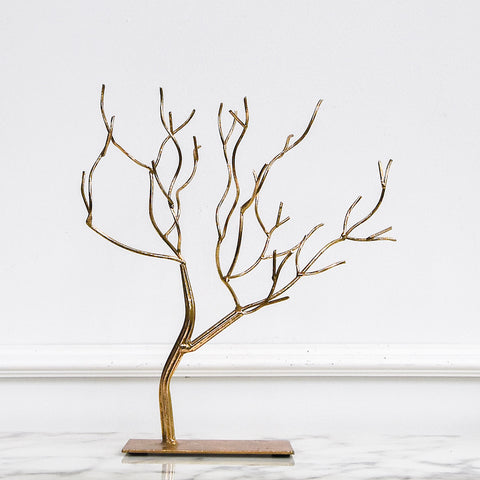 Elm Branched Tree Decor Sculpture, Rustic Gold.