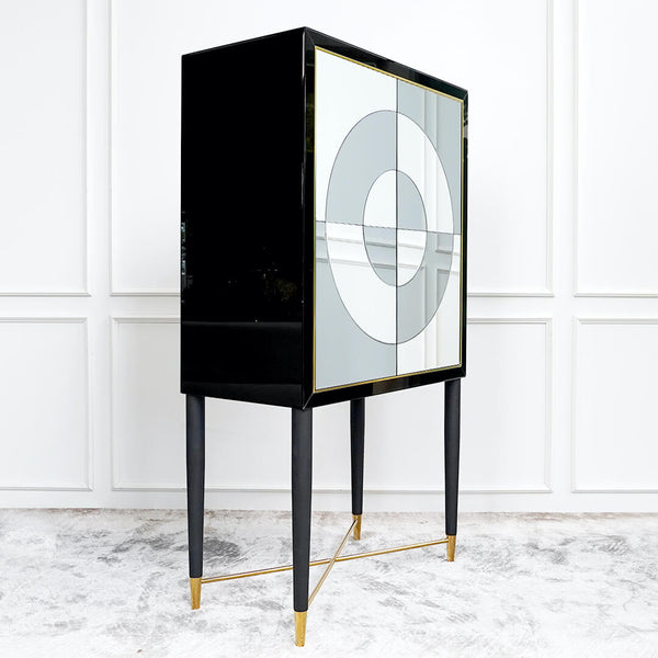 Emile Armor Cabinet works perfectly as a grand tall Dining Room Buffet Credenza. This timeless black tinted mirrored sideboard is on sale at Finn Avenue Online Furniture Store.
