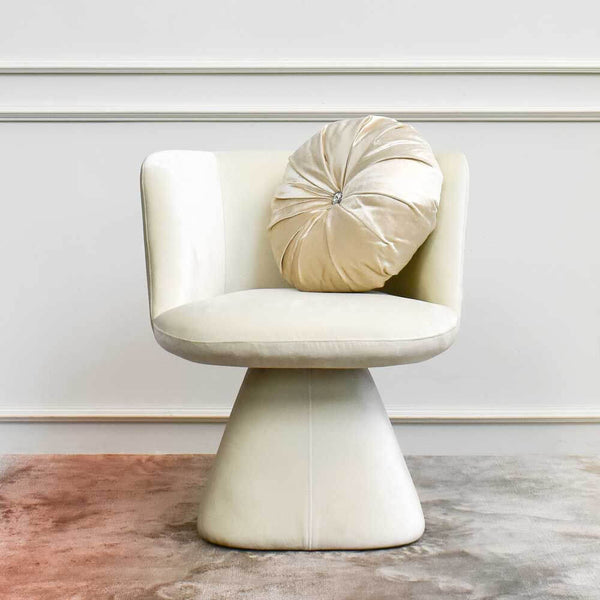 Escargot Swivel Armchair is a statement accent chair, which features an inviting silhouette with soft lush velvet that calls on timeless luxury home design. 