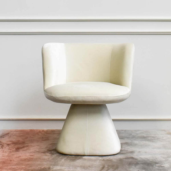 Escargot Swivel Armchair, Ivory Cream Velvet.
