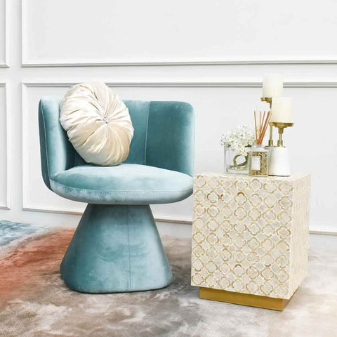 The sexy thing about this Escargot Swivel Armchair is that it is petite, yet comfortable. Its smooth velvet captures us as we tried on it. It sits so comfortably and carry a timeless luxury armchair design. 
