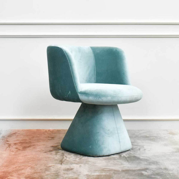 Side view of creamy smooth mint velvet for a pop of colour in your living or study room.