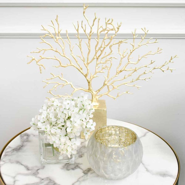 La Prosperite Brass Coral Reef Sculpture Decor is perfect for Modern Coffee Table Decor Ideas in a Timeless Luxury Home Design. 