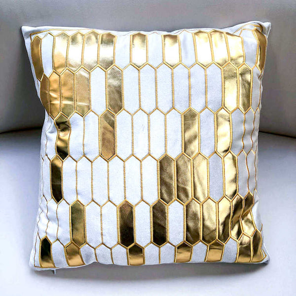 Gabbana Geometric Jacquard Cushion, Gold White.
