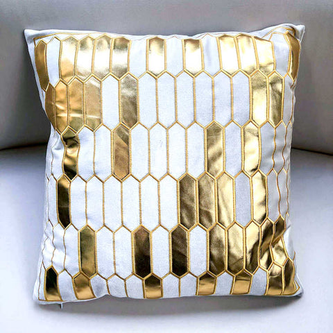 Gabbana Geometric Jacquard Cushion, Gold White.