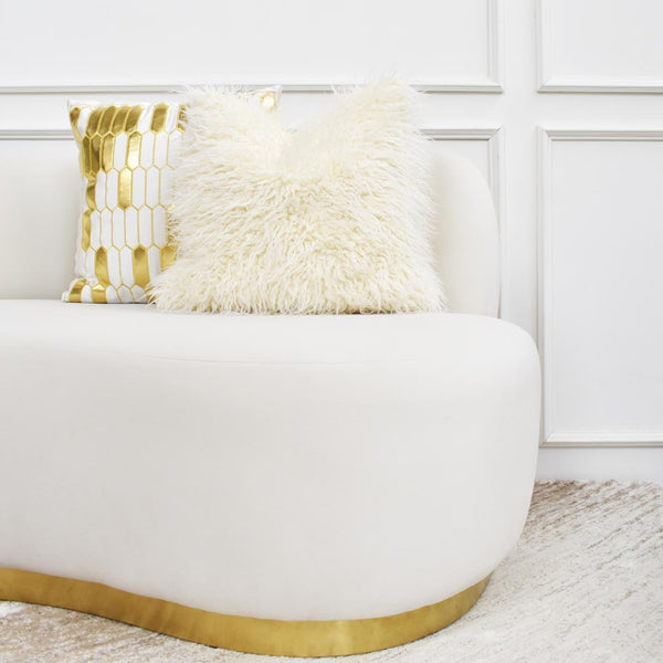 Gabbana Geometric cushion with Furfur ivory cushion for a luxurious ivory and gold theme.