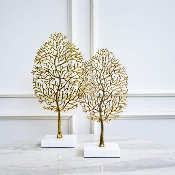 Heritage Gold Marble Pedestal Decor Sculpture, 2 sizes A gold tree decor that sits on a marble pedestal stand makes an integral part of home decor that never fails to warm any living space.
