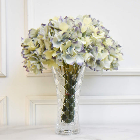 Juliette Glass Vase, small hourglass vase with diamond prism patterns for a vintage feminine flair.