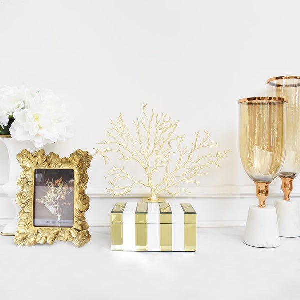 Kassie Glass Trinket Box in White & Gold Decor Ideas.
