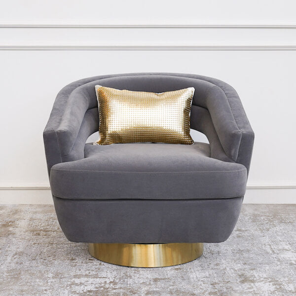Inspired by vintage old Hollywood glamor of our Primrose Velvet Pleated Curved Sofa, this beautifully crafted curved armchair plays up smooth sexy lines with an unparalleled vintage design.