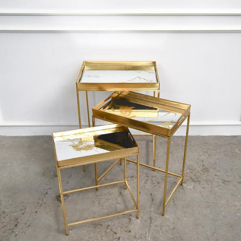 Lotte Gold Nesting Side Table, Available in 3 Sizes, Stackable tables, petite and space saver.