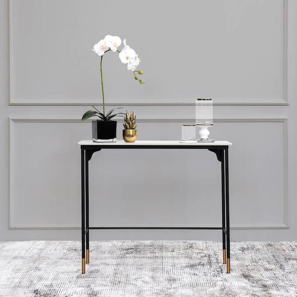 Luca White Marble Console Table, Small .