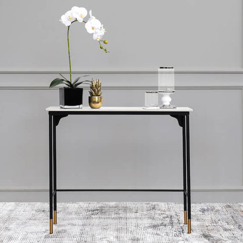 Luca White Marble Console Table, Small .