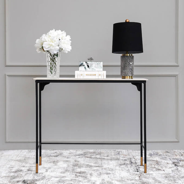 Luca White Marble Console Table, Large.