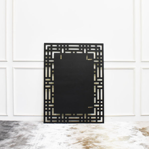 Hand painted black back mirror frame.