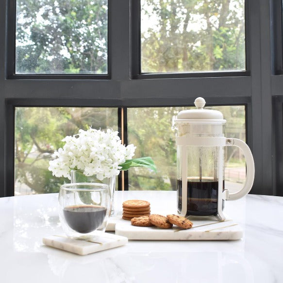 Park Avenue Marble Food Platter Tray with Decor Ideas for Coffee Table.