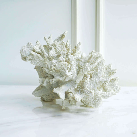 Off white, sculptured cluster of coral, made of polyresin this statement piece will add a coastal vibe to any home.