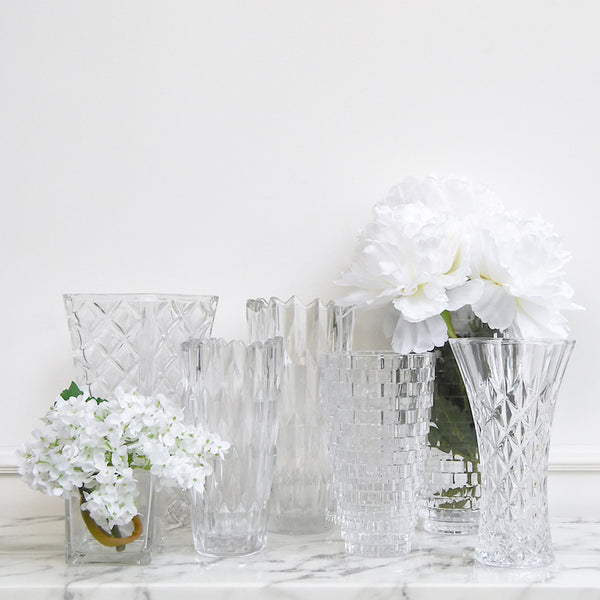 Crystal like glass vases.