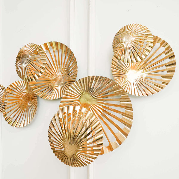 Large Ola Gold Wall Art for Living Room and Dining Room Feature Wall Design.