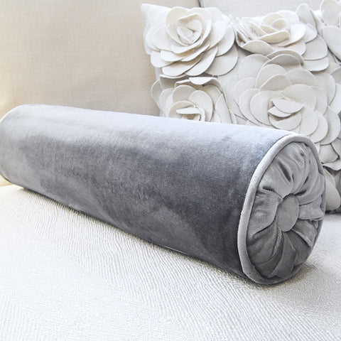 French Styled Rolled Pillow with a modern twist. Fabricated in 45cm, this cushion is versatile for any sofa, or bed.