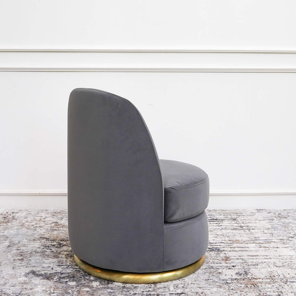 Back view of the Petite Remy vanity chair, 360 swivel design.