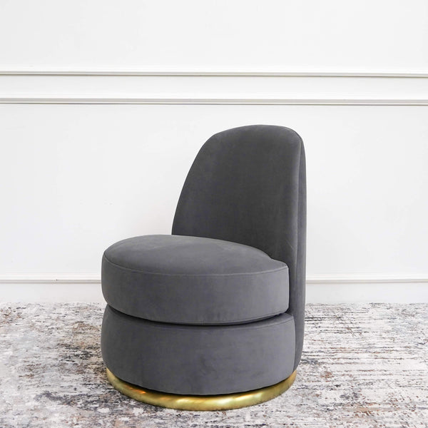 Modern Living Room Chair Design with Petite Balcony Gold Accent Chair.