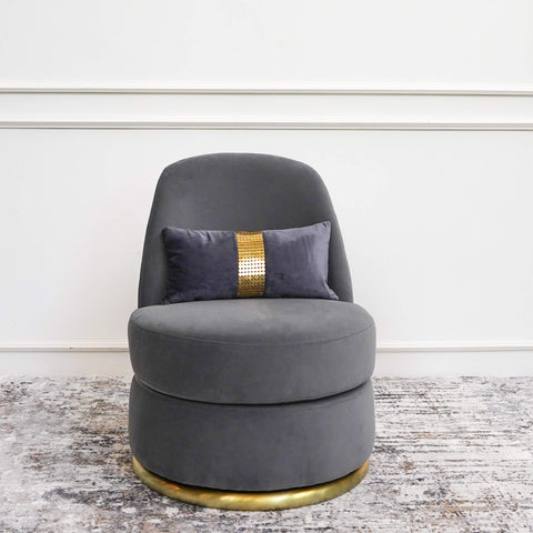Modern Art Decor Swivel Chair in Modern Living Room Design with Gold Dampierre Boudoir.