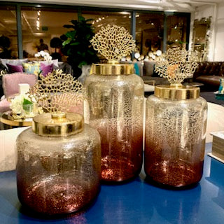 Display them together or individually, the Richesse Coral jars makes an interesting and unique home decor. 