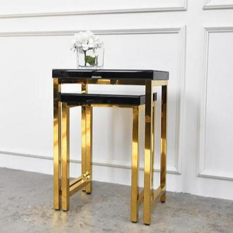 Thierry Nesting End Tables in Black and Gold  for Modern Luxury Home Design Ideas.