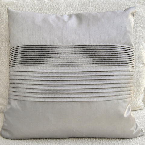 Tate Pleated Silk Cushion, Taupe.
