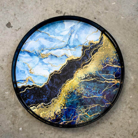 The Oceanfront round tray, large, available in rectangular and round. Organize and decorate your home for a oceanic vibe.