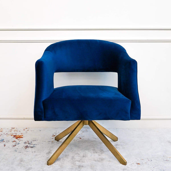 The Tourner armchair is a Modern Vintage styled swivel chair, with sleek back and curves. 