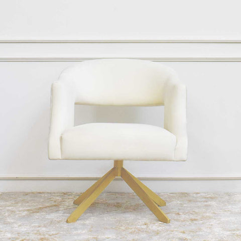 Tourner Swivel Armchair Gold Ivory Cream for Modern Luxury Living Room Design.