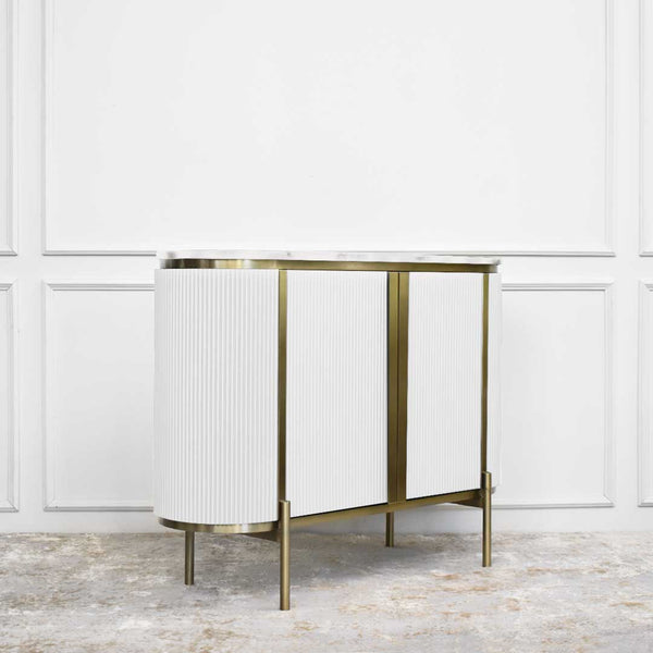 White and Gold Cabinet for Luxury Entrance Decor Furntiure.