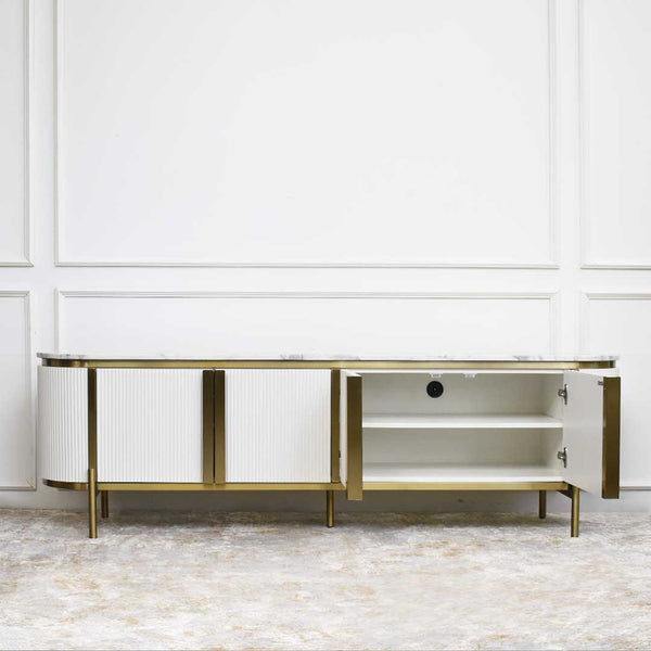 Inner shelvings and compartments for the Verity TV console.