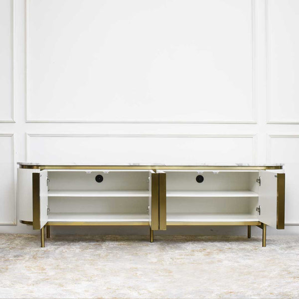 The Verity sideboard has multiple shelving space for more storage for your TV equipments.