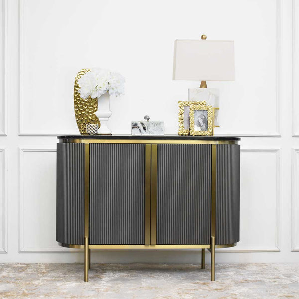 Gold Photo Frames for Console Table Entrance Decor Idea.