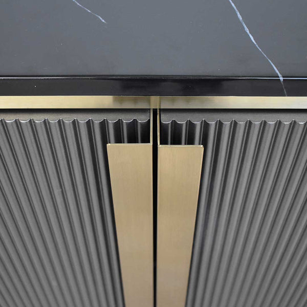 Top view of the cultured marble slab table top in all-time favourite black Nero Marquina marble.