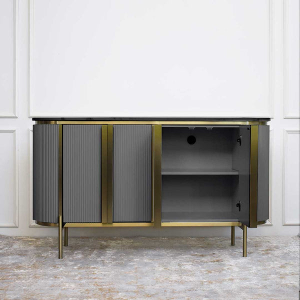 A modern vintage centre-piece cabinet for a timeless and modern luxury look to your living space, entryway decor or dining room buffet.