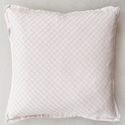 Zeta Flanged cushion, Crisscross. Geometric. Fretwork. Bring a cozy look to your sofa or bed by adding this series of soft pastel colored accent throw pillows.